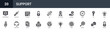 © Sophia - Set of 20 solid Support icons for dashboards, app screens and website sections. Filled glyph collection including flashlight, lock, call center agent, hours and key.