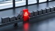 © Beginner Studio - Supply chain disruption and industrial logistics failure concept showing a glowing red warning block causing cardboard boxes to fall off a broken factory conveyor belt.