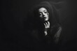 © Muhammad - Elegant Woman in Black Veil, Dramatic Portrait, Moody Lighting