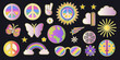 © Bijoy - Retro sticker collection featuring peace signs butterflies and floral elements