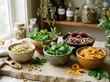 © Melati - Assortment of fresh and dried herbs in bowls for natural herbal medicine and remedies