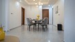 © li - Modern dining room with gray chairs and a wooden table