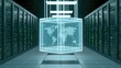© Kota - Futuristic data center with glowing global map suspended in air