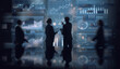 © Konstantin Yuganov - Business Professionals Analyzing AI-Driven Data on Futuristic Digital screens