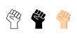 © pallab - Raised Fist Silhouette In Three Color Variations Against White Background