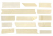© worldisgreat - set of realistic beige masking tape strips isolated on transparent background with different torn edges adhesive textures and assorted shapes for scrapbook packaging mockup collage and design elements