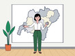 © Budi - Businesswoman holding compass in front of map for strategic direction