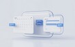 © Israt - 3d rendered interface with a floating calendar and task list panels on a soft light blue background, for business planning, and scheduling