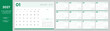 © SpainArts - Minimal green 2027 monthly calendar template with notes section, Monday week start, clean corporate layout, printable planner design for A4 and A3 paper, simple organizer for office and home use