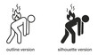 © bittv - Back on Fire Icon: Two graphic representations of a person with flames emanating from their back, symbolizing intense pressure, burnout, or a critical situation.