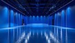 © JAMARI - Blue LED light tunnel corridor modern architecture.