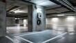 © Jibber  - Leerer Tiefgaragenplatz mit Ladestation für Elektroautos in einem Mehrfamilienhaus