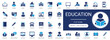 © Iconova Studio - Education solid icon set. Featuring school, learning, student, teacher, graduation, study, classroom, book, university, and online learning. Editable vector illustration.