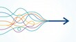 © YourStock - Abstract illustration showing chaotic colorful lines converging into a single unified blue arrow representing strategic alignment