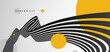 © Sylverarts - Vector abstract background with curve lines in 3D perspective and bright yellow circles, road look like tape with stripes, dynamic speed and motion.