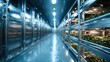 © svastix - An innovative indoor hydroponic farming system showcases rows of vibrant plants under bright LED lights, emphasizing the future of sustainable agriculture.