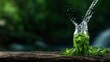 © svastix - A dynamic still life image showcasing fresh mint leaves in a jar with water splashing, capturing the essence of freshness and vitality in a natural setting.