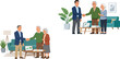 © MDRONI - Professional financial advisor handshaking senior couple during home consultation regarding retirement planning and investments vector illustration