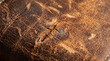 © OlenaHalahan - Extreme close-up of a highly textured distressed vintage brown leather surface with deep cracks, scratches, and a ripped seam. Macro material background and aging process concept.
