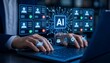 © MD - AI recruitment candidate screening automation on laptop with digital interface hiring system resume filtering artificial intelligence hr selection process talent acquisition decision making efficiency