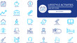 © MSYSAMIRON - Lifestyle activities icons set. Bold outline vector collection of music, finance, and sleep symbols for mobile app design.