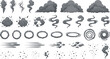 © tecna studio - Cartoon smoke and steam visual effects set for and design elements with white background smoke cloud vapor trail puff of smoke animation explosion abstract illustration environment