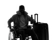© Pixel-Shot - Silhouette of male tourist in wheelchair with suitcase on white background
