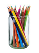 © Aoife - Isolated vibrant colorful art supplies group of sharpened pencils in a clear glass jar