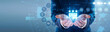 © CyberFrame - Analyst hands hold glowing FEEDBACK icon. Manager reviewing customer experience ratings, evaluating client satisfaction data on futuristic virtual screen interface. Concept of user opinion.