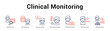 © Mia - Clinical Monitoring web banner icon vector illustration concept, Child Vital Graph, Child Vital Monitor, Child Heart Monitor, Child Temperature Check,