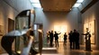 © LangkahKaki - Visitors admire abstract art and sculptures in a modern museum gallery with diverse artworks on display