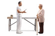 © Ljupco Smokovski - Health care therapist talking to an elderly female patient