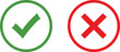 © MstHalima - Green check mark and red cross mark icons set representing correct and incorrect choices isolated on a white background