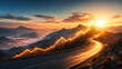 © Ishan - Golden mountain highway with rising financial chart symbolizing investment growth business success economic progress strategic planning and optimistic journey toward future achievement concept