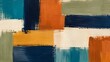 © ridwanhassan - Abstract oil painting with bold rectangular brushstrokes in blue, orange, yellow, and green tones