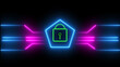 © EVM - Geometric hexagon systems outline a lock symbol using blue and pink neon interface geometry. Secure profile login portal deployment guides communicate file protection via this geometric hexagon.