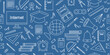 © Predi - Back to school doodle background. Student tools seamless pattern background. School attributes seamless pattern. Education themed doodle pattern background.