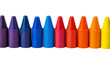 © Cian - Isolated colorful wax crayons in a vibrant spectrum line for children's art projects