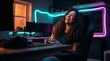 © wuuw-official - Woman laughing while playing video game in a gaming room