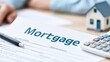 © Generative AI - Applying for a Mortgage: Document with Calculator, Pen, and House Model on Table