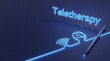 © Bano - Teletherapy concept with glowing neon line art. Online mental health counseling illustration.