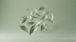 © IQ-Photography - Minimalist green leaves floating in midair against soft pastel background for organic wellness concepts with monochromatic sage green studio backdrop