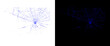 © Stocker BD - Intricate blue spider web illustration, delicate cobweb design on white and black backgrounds, spooky halloween graphic element