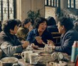 © VU - Asian women playing cards at old teahouse in Chengdu. Group of senior friends socializing while drinking tea in retro interior. Daily leisure activity and lifestyle in China.
