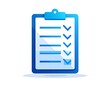 © Sabina - 3D Icon of a Blue Clipboard with Checklist and Success Checkmarks
