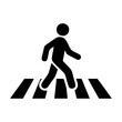 © asmaan - Black pedestrian icon showing a person walking across a zebra crossing street sign symbol Vector