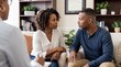 © Aurora Aesthetics - couples therapy relationship counseling support mental health healing trust communication presented with warm clarity with portrait african american couple 40s wife detail shows a couple in therapy