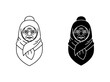 © Russel - Elderly Woman Portrait Icons, Traditional Headscarf, Mature Face, Vintage Character Vector Set