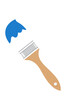 © Martti - A paintbrush with blue paint drips on a white background, minimal art concept