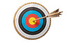 © Png ProTeam - Archery target with arrow hitting bullseye isolated on transparent background for sports.